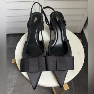 Zara Black Heels with Elegant Bow Detail